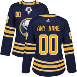 Femme Maillot Hockey Buffalo Sabres Personnalisable Adidas Domicile Bleu marin