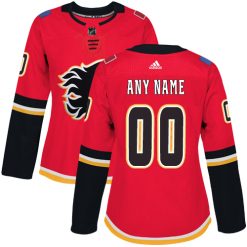Femme Maillot Hockey Calgary Flames Personnalisable Adidas Domicile Rouge