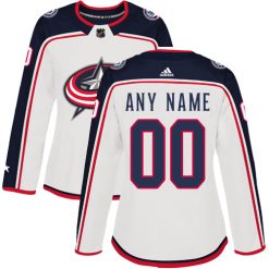 Femme Maillot Hockey Columbus Blue Jackets Personnalisable Adidas Extérieur Blanc