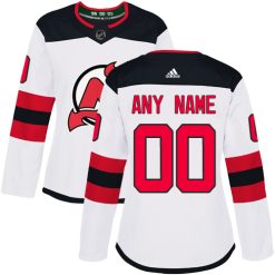 Femme Maillot Hockey New Jersey Devils Personnalisable Adidas Extérieur Blanc