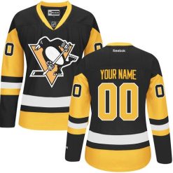 Femme Maillot Hockey Pittsburgh Penguins Personnalisable Reebok Third Noir Jaune