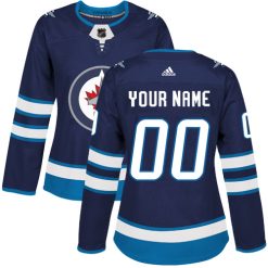Femme Maillot Hockey Winnipeg Jets Personnalisable Adidas Domicile Bleu marin