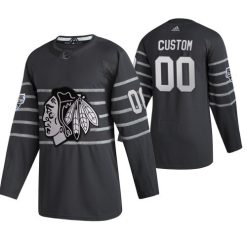Homme Chicago Blackhawks Personnalisable gris 2020 Maillot Hockey All Star