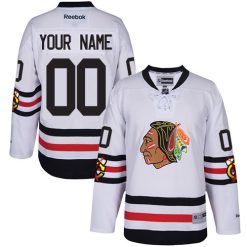 Homme Maillot Hockey Chicago Blackhawks Personnalisable Reebok 2017 Winter Classic Blanc