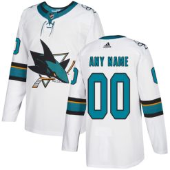 Homme Maillot Hockey San Jose Sharks Personnalisable Adidas Extérieur Blanc