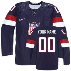 Homme Olympic Hockey Premier Bleu marin Personnalisable  Team USA Extérieur 2014