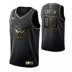 Maillot Basket Chicago Bulls Personnalisé Noir 2020 Or Edition - Homme