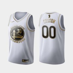 Maillot Basket Golden State Warriors Personnalisé Blanc 2020 Or Edition - Enfant