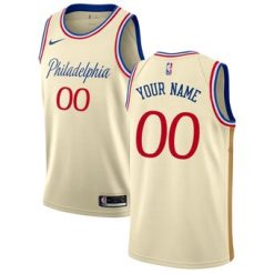 Maillot Basket Philadelphia 76ers Personnalisé Cream - Homme