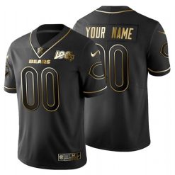 Maillot NFL Chicago Bears Personnalisé Noir Or 2020 100th Anniversary Sewn
