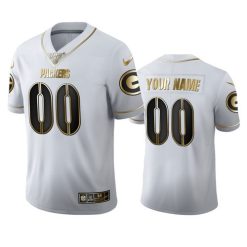 Maillot NFL Green Bay Packers Personnalisé Blanc Or 2020 100th Season Sewn