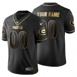 Maillot NFL Green Bay Packers Personnalisé Noir Or 2020 100th Season Sewn