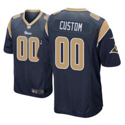 Maillot NFL Los Angeles Rams Personnalisé Navy 2020 Game Sewn Football Stitched