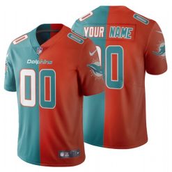 Maillot NFL Miami Dolphins Personnalisé Aqua Orange 2020 Two Tone Football Sewn