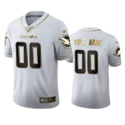 Maillot NFL Miami Dolphins Personnalisé Blanc Or 2020 100th Season Football