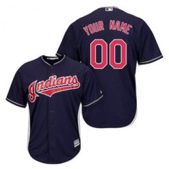 Maillots Baseball MLB Cleveland Indians Stitched Personnalisé Alternate Cool Base Game Navy