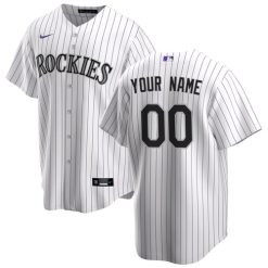 Maillots Baseball MLB Colorado Rockies Domicile 2020 Personnalisé Blanc Violet