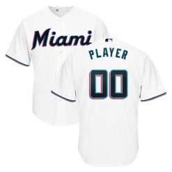 Maillots Baseball MLB Miami Marlins Stitched Personnalisé Alternate Cool Base Blanc