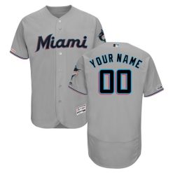 Maillots Baseball MLB Miami Marlins Stitched Personnalisé Alternate Cool Base Gris