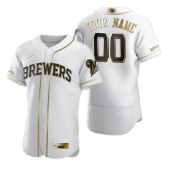 Maillots Baseball MLB Milwaukee Brewers 2020 Blanc Golden Personnalisé