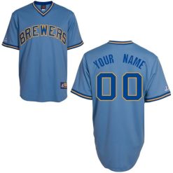 Maillots Baseball MLB Milwaukee Brewers Cool Base Personnalisé Bleu
