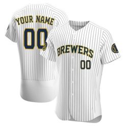 Maillots Baseball MLB Milwaukee Brewers Stitched Personnalisé Alternate Blanc