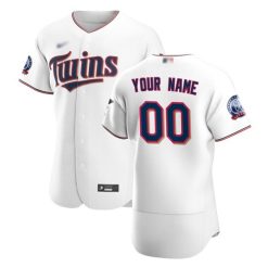 Maillots Baseball MLB Minnesota Twins Stitched Personnalisé Cool Base Game Blanc