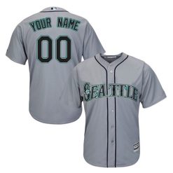 Maillots Baseball MLB Seattle Mariners Stitched Personnalisé Cool Base Game Gris