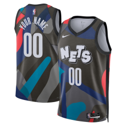 Maillot Basket Brooklyn Nets Personnalisé Nike City Edition Noir Swingman 2023-24