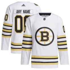 Maillot Hockey Boston Bruins Personnalisé Blanc 100th Anniversary Primegreen Authentic