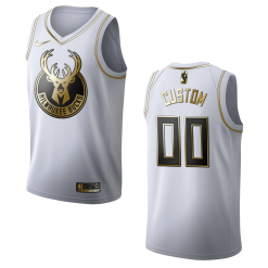 Maillot Basket Milwaukee Bucks Personnalisé Golden Edition – Blanc