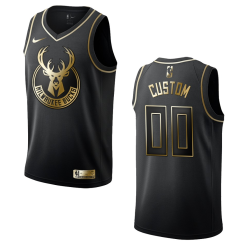 Maillot Basket Milwaukee Bucks Personnalisé Golden Edition – Noir