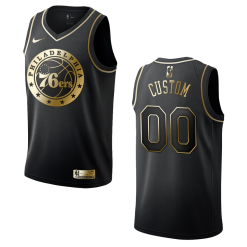 Maillot NBA Philadelphia 76ers Custom Nike Noir Golden Edition Swingman