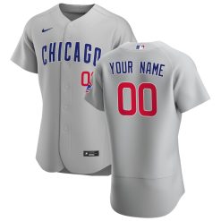 Maillots Baseball MLB Chicago Cubs Personnalisé Nike Gris Road