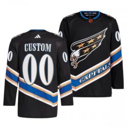 Mens Washington Capitals Personnalisé 2022-23 Noir Version Reverse Retro 2.0 Authentic